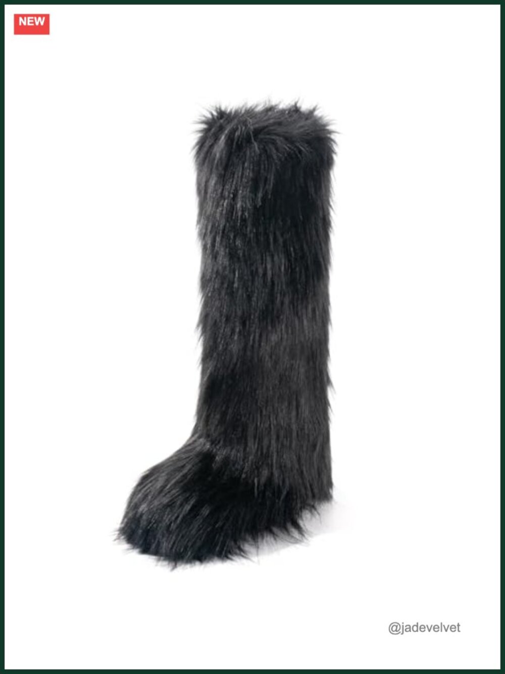 Faux Fur Knee-High Winter Boots Fluffy Round Toe Suede Rubber Sole
